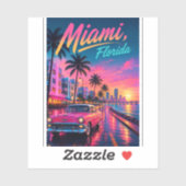 Miami Florida Retro Neon Zonsondergang Reizen Sticker (Vel)