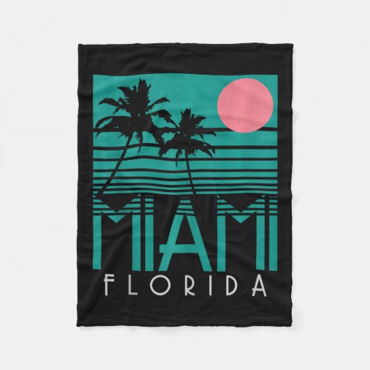 Miami Florida Retro Palm Trees Beach Summe Fleece Deken (Voorkant)