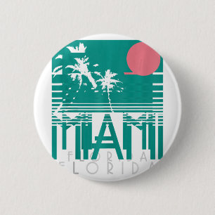 Miami Florida  Retro Palm Trees Beach Summe Ronde Button 5,7 Cm