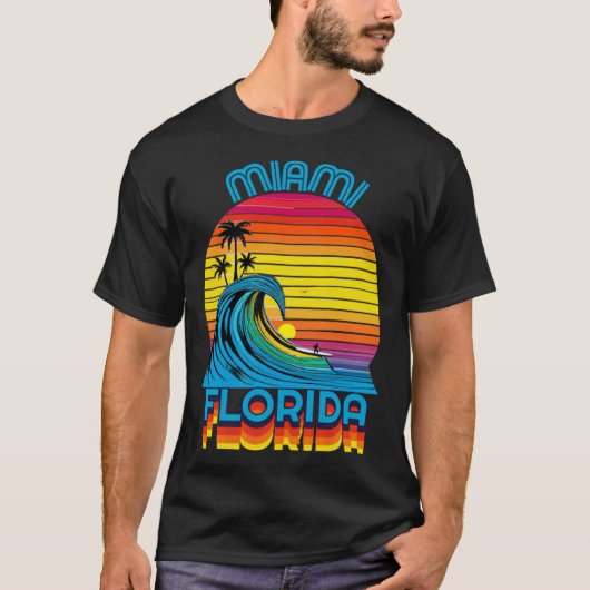 Miami Florida Retro Throwback Surf & Beach Souveni T-shirt (Voorkant)