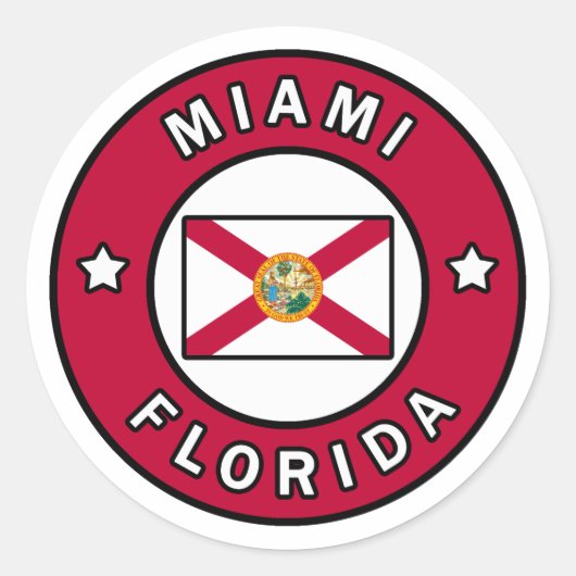 Miami Florida Ronde Sticker (Voorkant)