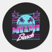 Miami Florida Ronde Sticker (Voorkant)