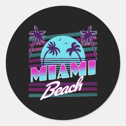 Miami Florida Ronde Sticker (Voorkant)