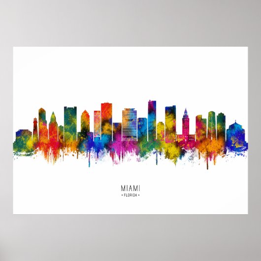 Miami Florida Silhouet Poster (Voorkant)