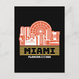 Miami Florida Silhouette Retro Reis Grafisch Ontwe Briefkaart