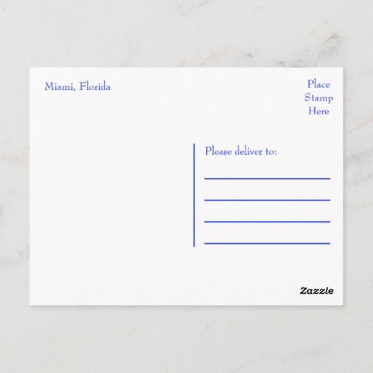 Miami Florida Skyline en Harbour bij Night - USA Briefkaart (Achterkant)