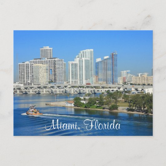 Miami Florida Skyline en Harbour Briefkaart (Voorkant)