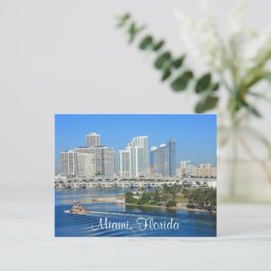 Miami Florida Skyline en Harbour Briefkaart (Staand voorkant)