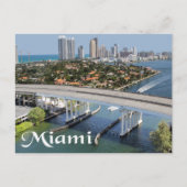 Miami Florida Skyline en Harbour in Night- USA Briefkaart (Voorkant)