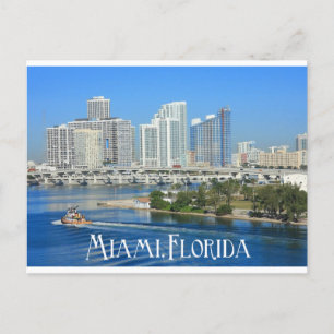 Miami Florida Skyline en Harbour - VS Briefkaart