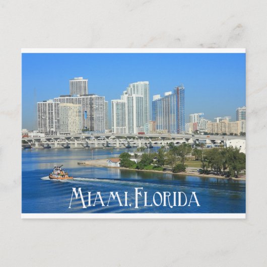 Miami Florida Skyline en Harbour - VS Briefkaart (Voorkant)
