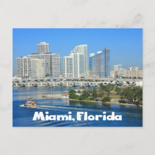 Miami Florida Skyline en Harbour - VS Briefkaart
