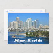 Miami Florida Skyline en Harbour - VS Briefkaart (Voorkant / Achterkant)