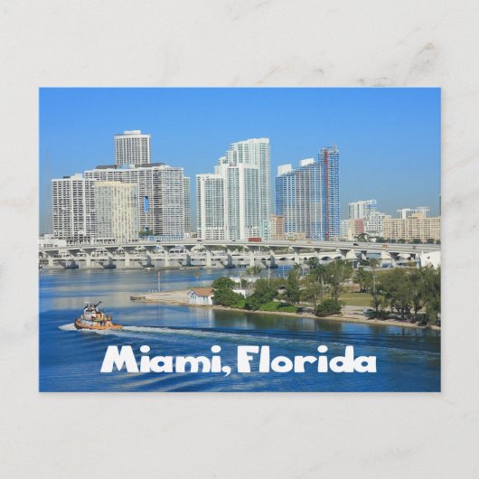 Miami Florida Skyline en Harbour - VS Briefkaart (Voorkant)