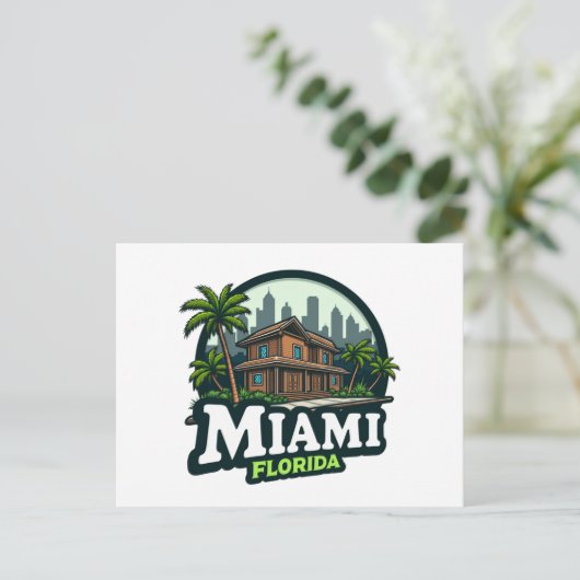 Miami Florida Skyline Feestdagenkaart (Staand voorkant)