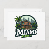 Miami Florida Skyline Feestdagenkaart (Voorkant / Achterkant)