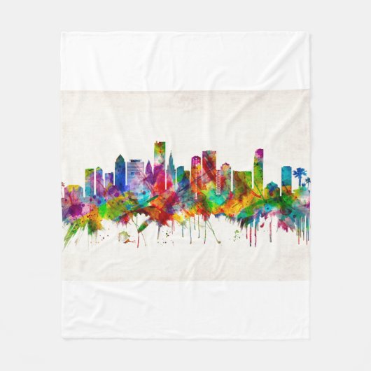 Miami Florida Skyline Fleece Deken (Voorkant)
