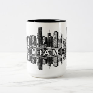 Miami, Florida skyline in zwart Tweekleurige Koffiemok