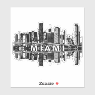 Miami, Florida skyline in zwarte inkt Sticker