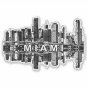 Miami, Florida skyline in zwarte inkt Sticker (Voorkant)