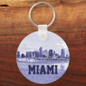 Miami, Florida Skyline Pencil Drawing Sleutelhanger (Voorkant)
