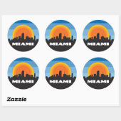 Miami Florida Skyline Retro Style Sleutelhanger Ronde Sticker (Vel)