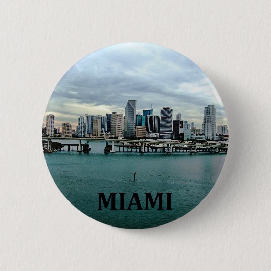 Miami Florida Skyline Ronde Button 5,7 Cm (Voorkant)