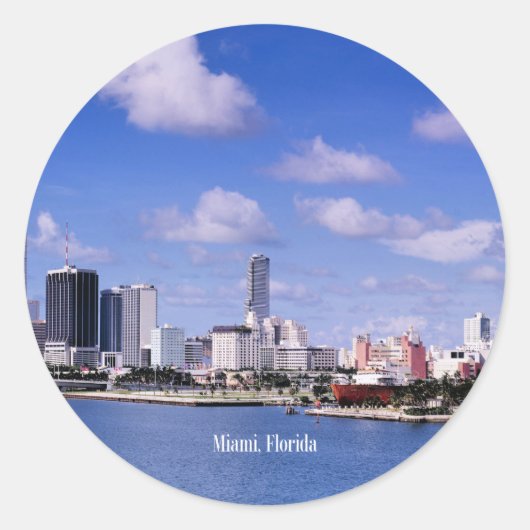 Miami, Florida Skyline Ronde Sticker (Voorkant)