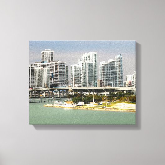 Miami Florida, Skyline, talgebouwen, Bridge Canvas Afdruk (Voorkant)