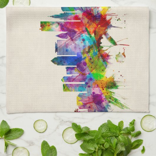 Miami Florida Skyline Theedoek (Gevouwen)