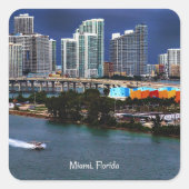 Miami, Florida skyline Vierkante Sticker (Voorkant)