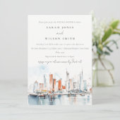 Miami Florida Skyline Waterverf Couples Shower Kaart (Staand voorkant)