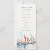 Miami Florida Skyline Waterverf huwelijksprogramma Kaart (Achterkant)