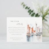 Miami Florida Skyline Waterverf Wedding Details Informatiekaartje (Staand voorkant)