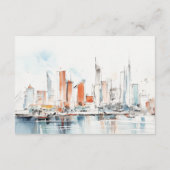 Miami Florida Skyline Waterverf Wedding Details Informatiekaartje (Achterkant)