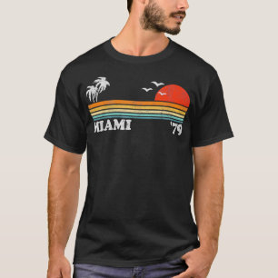 Miami Florida South Beach Retro Sunset Sur T-shirt