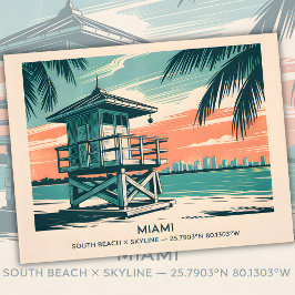  Miami Florida South Beach Skyline Travel Briefkaart