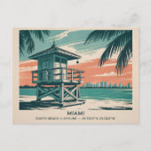 Miami Florida South Beach Skyline Travel Briefkaart (Voorkant)