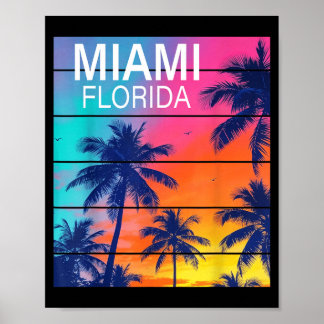 Miami Florida Strand Vintage Zonsondergang Zomer V Poster