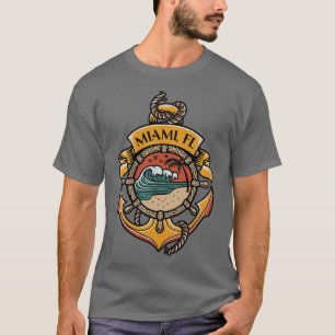 Miami Florida Stranden Varen Zeilen Vissen Yach T-shirt