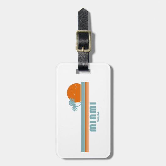 Miami Florida Sun Palm Trees Bagagelabel (Voorkant verticaal)