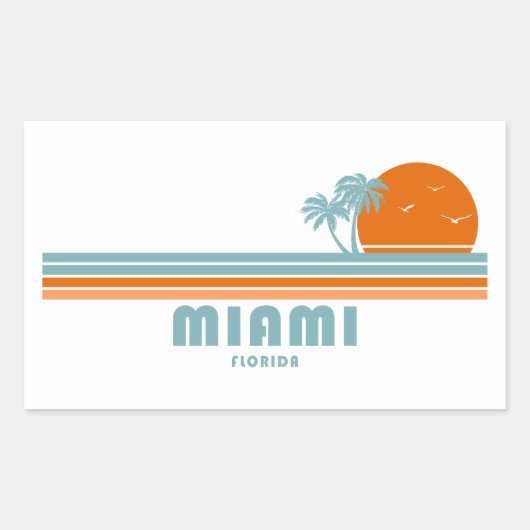 Miami Florida Sun Palm Trees Rechthoekige Sticker (Voorkant)