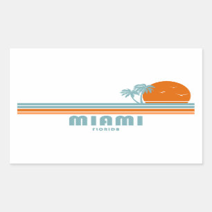 Miami Florida Sun Palm Trees Rechthoekige Sticker