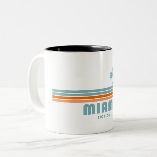 Miami Florida Sun Palm Trees Tweekleurige Koffiemok (Voorkant links)