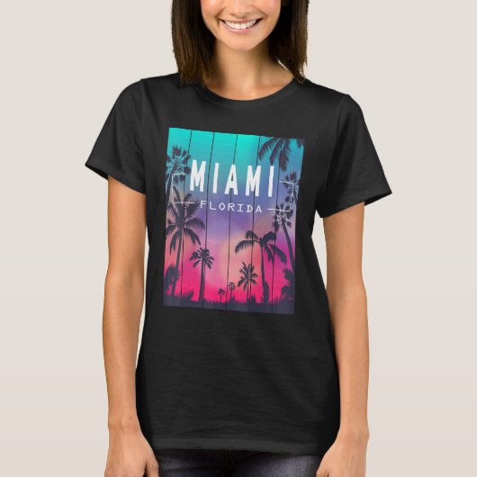 Miami Florida Sunset I Love Miami Beach Souvenir T-shirt (Voorkant)