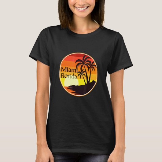 Miami Florida Sunset, Palm Trees, Beach, Tourist, T-shirt (Voorkant)