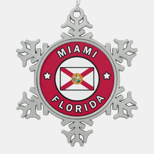 Miami Florida Tin Sneeuwvlok Ornament (Voorkant)
