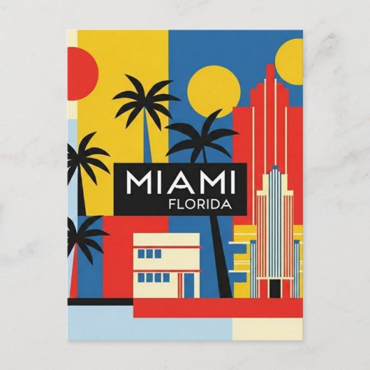 Miami Florida Travel Briefkaart (Voorkant)