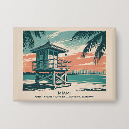 Miami Florida Travel South Beach Minimalist Retro Button