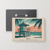 Miami Florida Travel South Beach Minimalist Retro Button (Voorkant / Achterkant)
